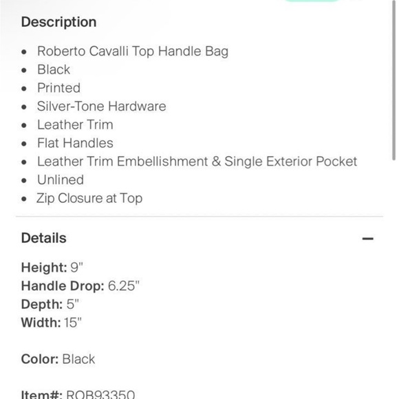 roberto cavalli top handle tote bag - Picture 6 of 10